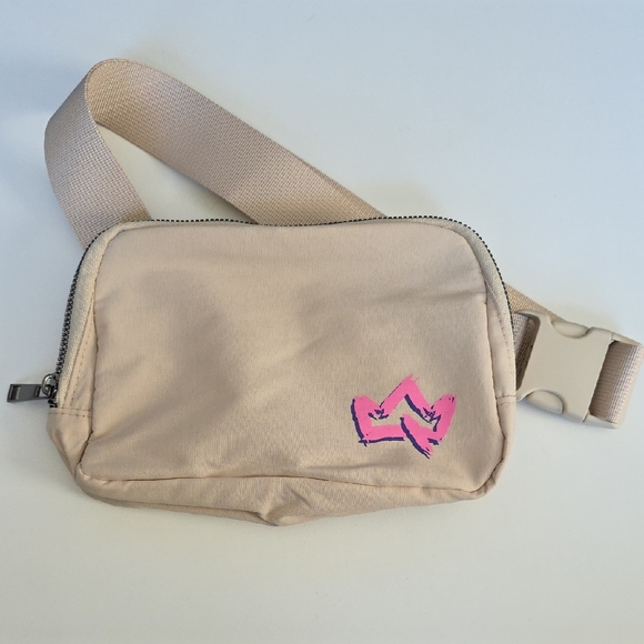 Primal Queen Handbags - Belt Bag - Beige with Pink Crown